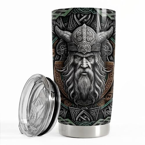 Vaso vikingo de 20 onzas, regalos vikingos para hombres, vasos aislados de acero inoxidable, taza de café, regalo para cumpleaños, Navidad