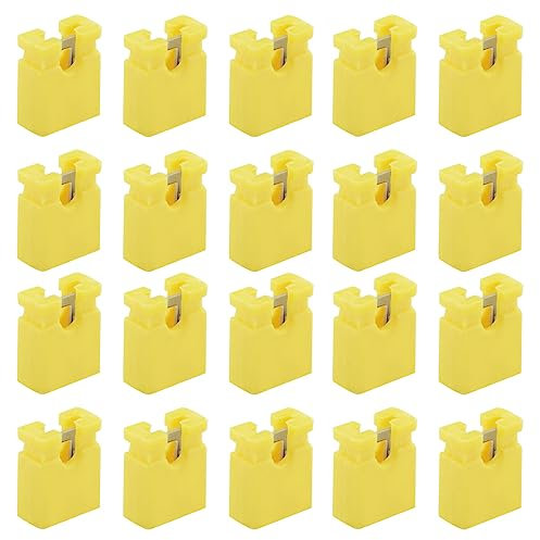 eMagTech 200Pcs 2-Terminal Open Top Jumper Cap 2.54mm Standard Computer Jumper Caps Mini Jumper Cap Connector Accessories for Hard Drives Circuit Board Yellow
