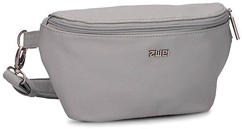 Zwei Damen Hip Bag Mademoiselle.M MH4 Bauchtasche 25 cm 1 Liter aus hochwertigem Kunstleder, Crossbody Bag wasserabweisend, 3-in-1 Bequeme Brusttasche, Gürteltasche & Hüfttasche (Foggy)