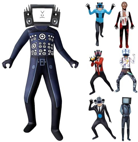 Skybidy Toilet Costume, Halloween Kostum, TVMan Camcorder Kostüme, Cameraman und Fernsehen Kostüme für Jungen, Cosplay Jumpsuit Halloween Party Verkleidung, für Partyzubehör