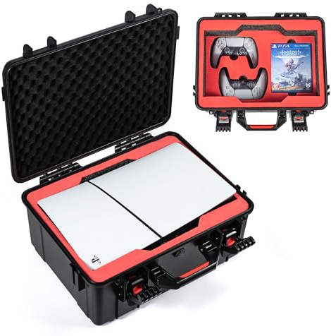 STARTRC GAMES Custodia rigida da viaggio per PS5 5, resistente agli urti, impermeabile, per PlayStation 5 Slim, controller, cassetta da gioco e accessori