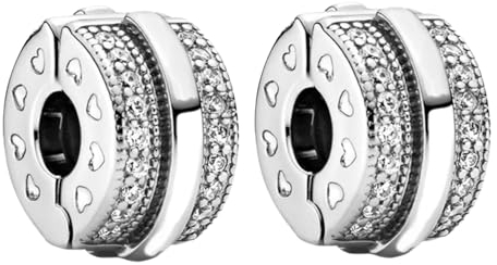 Rimgoris 925 Sterling Silber Charm für Frauen Armbänder Halskette Herz Clips Dangle Charm Geschenk 2er-Pack