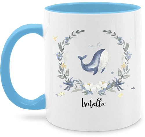Tasse Tassen 325ml - Süßer Wal Walfisch - 325 ml - Hellblau - wale personalisierte buckelwal walen dem name und