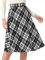 Allegra K Damen Kariert Rock Schottenrock Knielang A Linie High Waist Colorblock Midirock Schwarze M