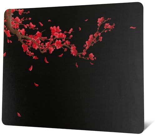 XVX Glass Gaming Mousepad, Black Plum Blossoms Hard Mouse Pads for Gaming, Professional Large Mouse Mat 410mm*310mm, Special Glass Surface with Improved Precision and Speed