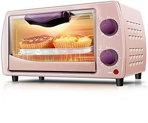 Mini horno eléctrico para el hogar, horno multifuncional para hornear, hornillo para pan, parrilla para el hogar, horno pequeño para hornear pasteles, horno para pizza, mini hornos de 9L (rosa)