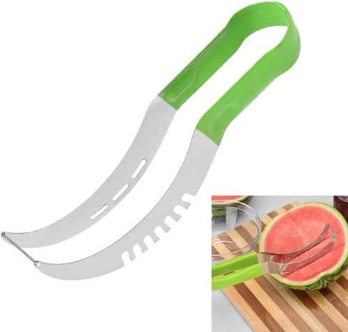 KFDDRN 2024 Neu Wassermelonen Schneider, Watermelon Cutter Slicer, Edelstahl Safe Wassermelone Messer, Spaß Obst Salat Melone Cutter für Küche Gadget