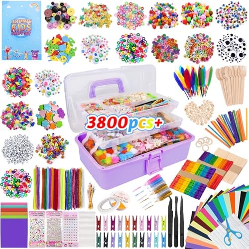 TOSUTO Lavoretti Creativi per Bambini con oltre 3800+ pezzi,fornito in una scatola di stoccaggio pieghevole,DIY Art Craft Set,Kids Mestiere per bambine e bambini di 4,5,6,7,8 anni
