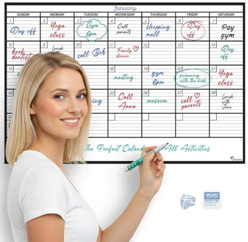 Stor torr raderingskalender för vägg, 61 cm x 91 cm, stor väggkalender torrradering, stor väggkalender, whiteboard whiteboard whiteboard kalender, torr radering väggkalender