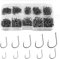 500 Pcs Fishing Hooks in 10 Sizes, No.3-No.12 Carbon Steel Barbed Circle Eyed Hooks Fishing Sea Fish Eyeless Hooks Carp Fishing Tackle with Compartment Box for Saltwater Freshwater Fishing Accessories