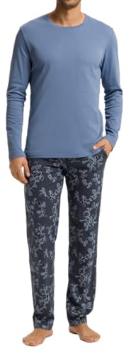 Hanro Herren Schlafanzug Night & Day – Langarmshirt & Bedruckte Hose, 100% Baumwolle, Weiche Jersey-Interlock Qualität, Klassisch & Bequem