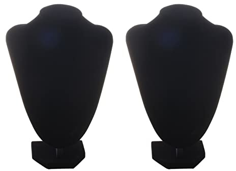 Uikdjgu 2X Shop Mannequin Bust Jewelry Necklace Pendant Earring Display Stand Holder Black-XL