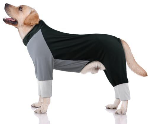 Snabbtorkande hundoverall – UV-skydd hundbody för sommar, lätt hundoverall, andningsbar & smutsavvisande, utomhus hundbody med ben, grå 2XL