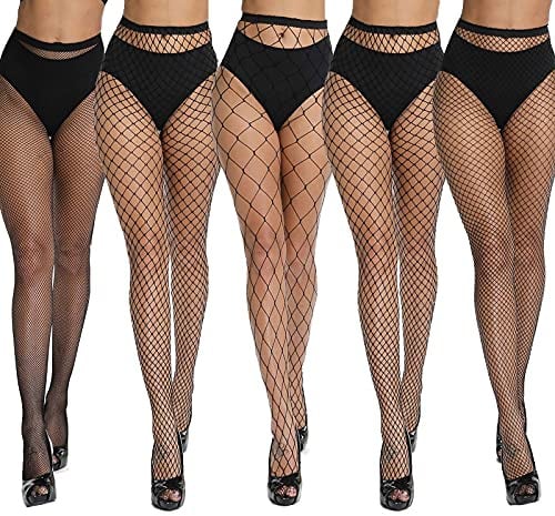 akiido Fishnet Stockings for Women, Black Fishnets Tights Thigh High Stockings Pantyhose, Plus Size Fits All