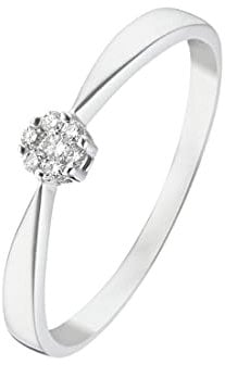CHRIST Damen-Damenring 375er Weißgold 7 Diamant 50, Weiß 32004580