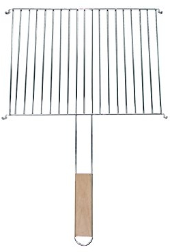 Grille de barbecue 40 x 30 cm avec poignée en bois en acier chromé