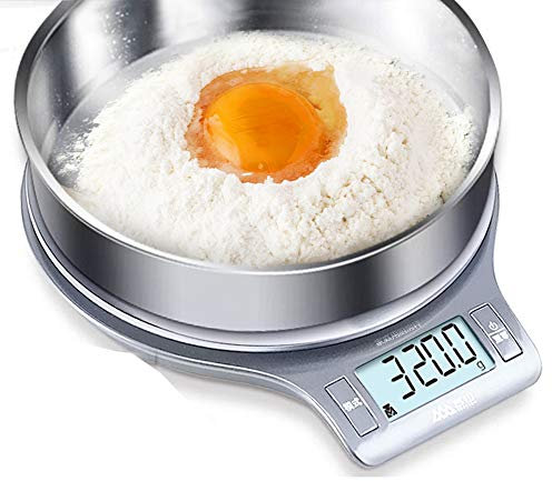 JRPB Digital Kitchen Scale Cooking Food Scale Digital Mini Pocket Scale Electronic Kitchen Scale 11.023 Lbs / 5Kg Suitable for Baking Jewellery Tare Function Easy to Clean/Silver/D