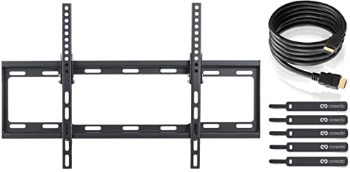 TV Wandhalterung für 32-65 Zoll (ca. 81-165cm) Flach & Curved LCD LED OLED Fernseher & TFT Monitor | Neigbar | Wand Halter Fernseher Halterung | VESA 200x200-600x400 | Schwarz