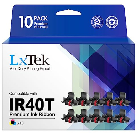 LxTek Replacement for IR40T IR-40T CP13 MP-12D Calculator Ink Roller Printer Ribbons use with Canon, Sharp EL-1750V, EL-1801V (Black/red, 10-Pack, Individually Sealed)