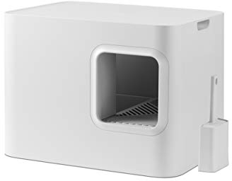 Hoopo® Dome Katzenklo, Premium Katzentoilette mit Auffangbehälter und Schaufel, 50 x 37.5 x 38 cm (Weiß)