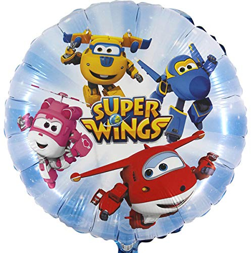 Ballonim Luftballon Super Wings Rund - Ballon ca. 45 cm - Dekoration zum Geburtstag - Folienballon Happy Birthday Deko Partydekoration