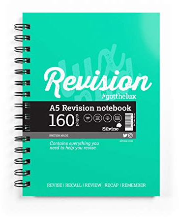 Silvine Luxpad A5 Wirebound Study Notebook - Lined (160 Pages) With Handy Revision Guide