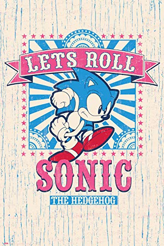 Grupo Erik: Poster Sonic - Let's Roll | Poster da parete Sonic The Hedgehog, 61x91,5cm, carta lucida | Poster da muro, incorniciabile | Poster gamer, poster sonic, poster gaming