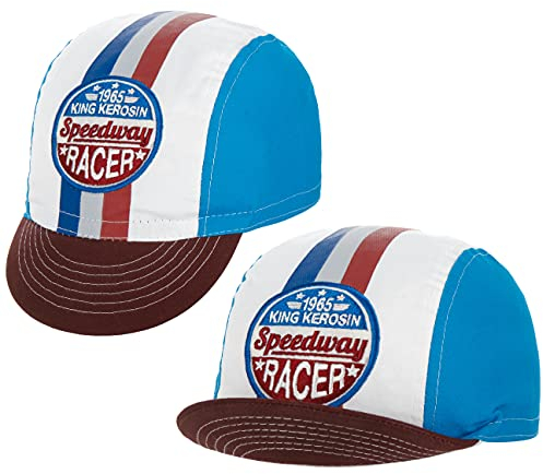 King Kerosin Herren Retro Cycling Cap Flat Brim Polyester Patch Speedway Racer