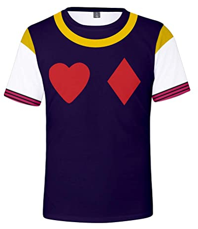 Syqiya Anime Hisoka Morou Kurzarm T-Shirt 3D Bluse Hemd Tee Shirt Top Cosplay Kostüm Schwarz M (Chest 100cm)