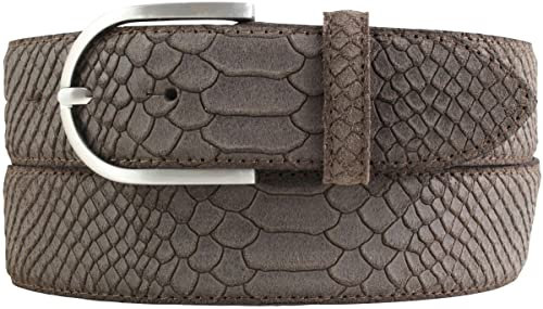 BELTINGER Damen-Gürtel mit Pythonprägung 4 cm | Leder-Gürtel für Damen 40mm Schlangen-Optik | Schlangen-Muster Python-Muster | Braun 90cm