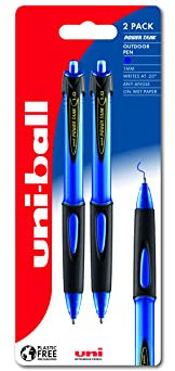 uni-ball Power Tank SN-220 Kugelschreiber, blaue Tinte, 1 mm Rollerballspitze für gleichmäßiges Schreiben, ideal für die Schule, wasserfeste Tinte, schreibt auf nassem Papier, bei extremer Kälte, in