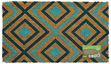 JVL Eco-Friendly Latex Backed Coir Door Mat, Rhombus,Natural,40 x 70 cm Approx.