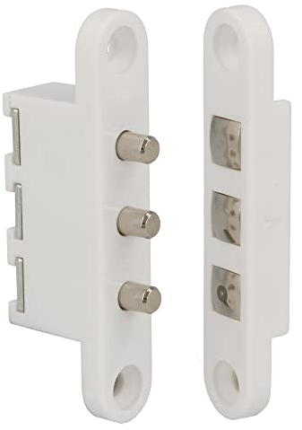 Amig - Conector Pasacorrientes para Puertas con 3 Bornes Mod. 2P - Amperaje Máximo: 2A - 71 x 14 mm - Permite el Paso de la Corriente Mientras la Puerta Está Cerrada - Nylon Blanco