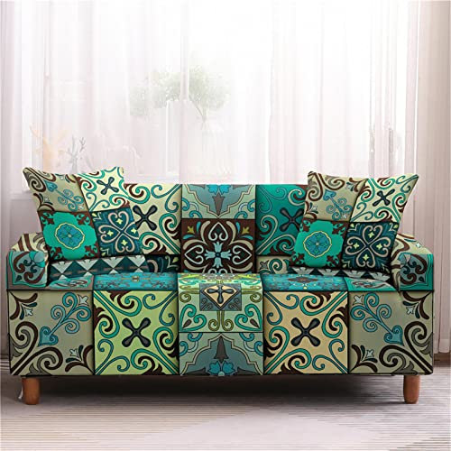 Mateju Exotisch Stretch Sofabezug 1/2/3/4 Sitzer, Antirutsch Sofaüberwürfe Ecksofa Couchbezug L Form Sofa Spannbezug Sesselbezug für Wohnzimmer Wohnkultur (Blaue Blumenrebe,3-Sitzer 190-230cm)