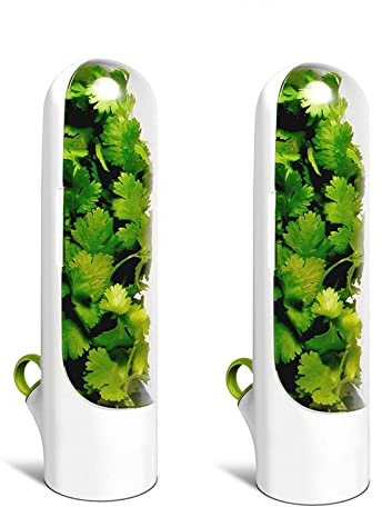 UEOZ Lot de 2 boîtes de conservation d'herbes pour réfrigérateur, conservateur d'herbes, bouteille de conservation des légumes, conservation des herbes fraîches pour coriandre, menthe, persil,