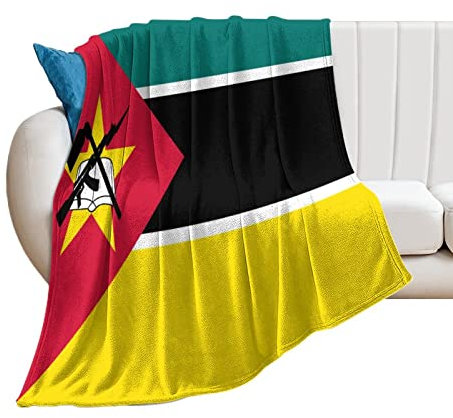 Higoss Decke mit Mosambik-Flagge, Überwurf mit Länderflagge, Plüsch, superweich, warm, Flanelldecke für Couch, Bett, Sofa, Stuhl, tolles Geschenk für Freunde, Männer, Frauen, 127 x 152,4 cm