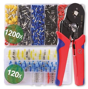 Quadrios 22T008 22T008 Crimping Pliers Set Wire End Ferrules 0.25 to 10 mm² Includes Ferrules Assortment