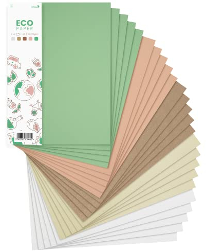 Netuno 25x Kreativ-Papier Naturfarben DIN A4 210 × 297 mm 5- farbig sortiert Bastel-Papier Tonzeichenpapier-Mix Bastelset Feinpapier bunt A4 Scrapbooking Papier Mix farbig Deko-Papier Natur