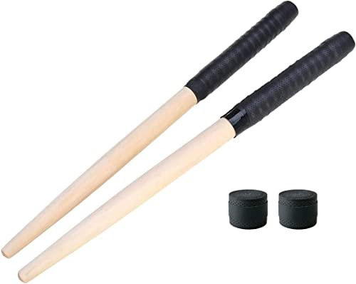 APUWE 1 Paar Maibachi Taiko Taiko Trommelstöcke aus Holz, Taiko no Tatsujin, Musikinstrument-Zubehör mit Schweißband-Griff und 2 Ersatzgriffen (schwarz, 350/20 mm)