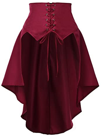 COSDREAMER Steampunk Damen Röcke Taillengürtel für Frauen Rüschen Piraten Korsett Kostüme, rot, 34