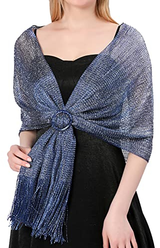Ladiery Stola Damen Festlich Metallic Stole mit Schnalle für Abend Party Funkeln Glitter Frauen Braut Hochzeit Schal