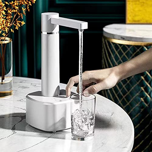 Dispenser per bottiglie d'acqua da tavolo, ricarica USB, pompa automatica per acqua potabile con 3 modalità, erogatore portatile quantitativo intelligente per ufficio, casa, campeggio, viaggi (bianco)