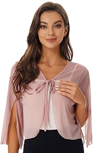 Écharpe de mariée à manches fendues pour femme - Cardigan ouvert sur le devant à lacets - Châle de mariage - Cape de soirée