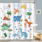 Bonhause Duschvorhang Dinosaurier Bunte Tiere Kinder Duschvorhänge 180 x 180 cm Anti-Schimmel Wasserdicht Polyester Stoff Waschbar Bad Vorhäng für Badzimmer mit 12 Haken