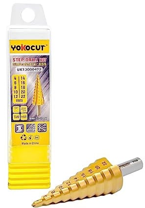 Step Drill Bit HSS Titanium Step Drill Bit For Metal Multiple Hole Drilling Cone Drill Bit Stepped Up Bits For DIY Lovers (4-22MM Step Bit)