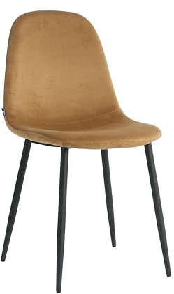 Mevsim Store Esszimmerstuhl 1 Stück Camel – Samtstuhl ohne Armlehne – Bequemer Polsterstuhl mit Metallbeinen für Küche & Esszimmer