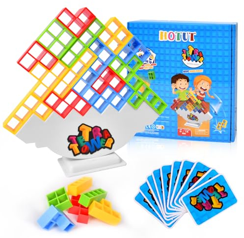 HOTUT Tetra Tower Balance Game, 16 Pcs Balance Building Toy, Russian Building Block, Swing Stack Balance Toy, DIY Assembling Versatile Toy, Board Table Games for Family Games, Parties, Travel