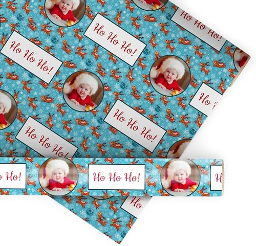 wandmotiv24 Geschenkpapier personalisiert, 100 x 140cm, 1.4 qm, Foto und Text anpassen, Weihnachten, Rentier, Fotogeschenk, Geschenk für Freunde und Familie M0059