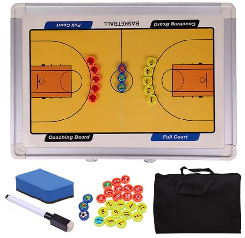 Taktiktafel Basketball, Magnetische Taktikbrett Taktikmappe Basketball mit Marker Stift und Magneten, Profi Basketball Coaching Board für Unterricht und Spielplandemonstration