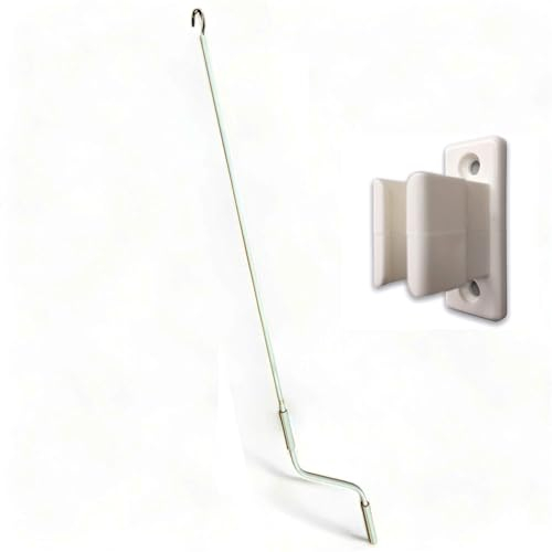 Teletoldo – Manivela Profesional para Toldo 120 cm ● Tubo de Acero + Maneta de Poliamida + Gancho de Zamak ● De Regalo Soporte de Pared con Tornillos – Blanco